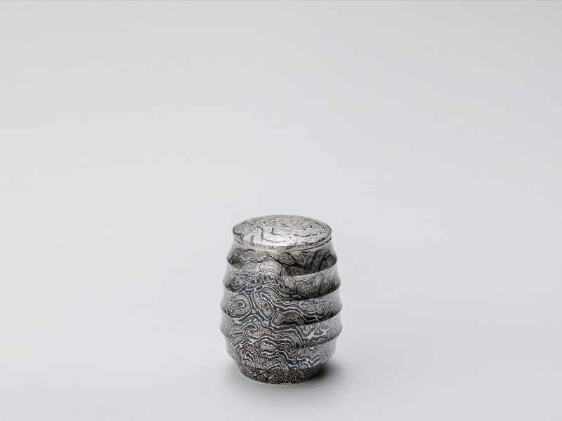 Ryuhei sako Mokume gane box and cover 4413 A 01